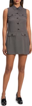 Theory Button Front Recycled Polyester Minidress
