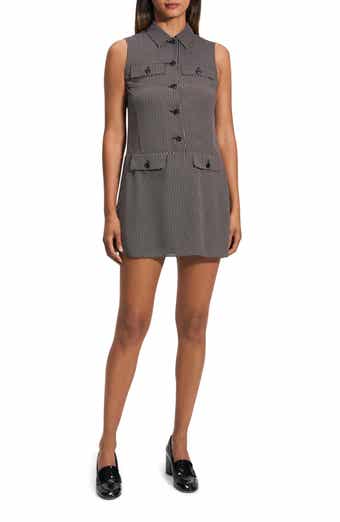 Theory Button Front Recycled Polyester Minidress