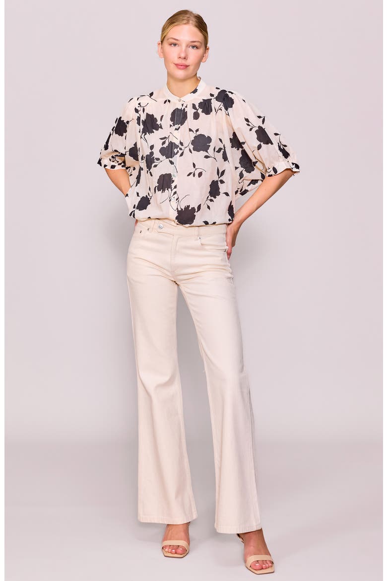 Print Voile Shirt, Alternate, color, IVORY BLACK