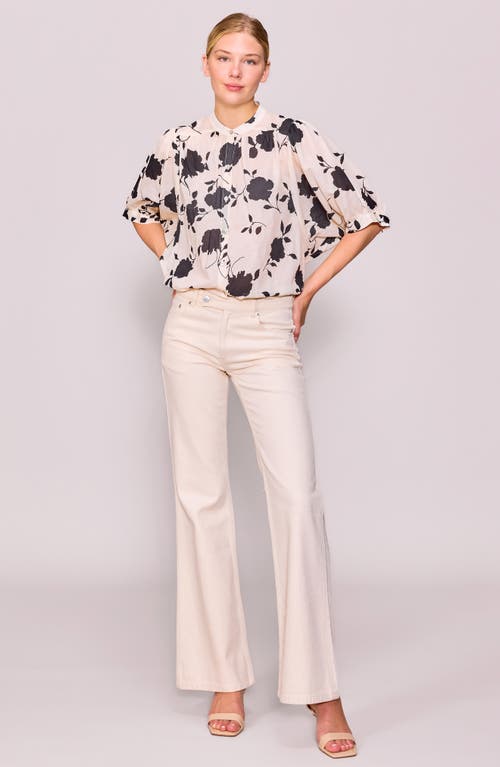 Melloday Print Voile Shirt In White