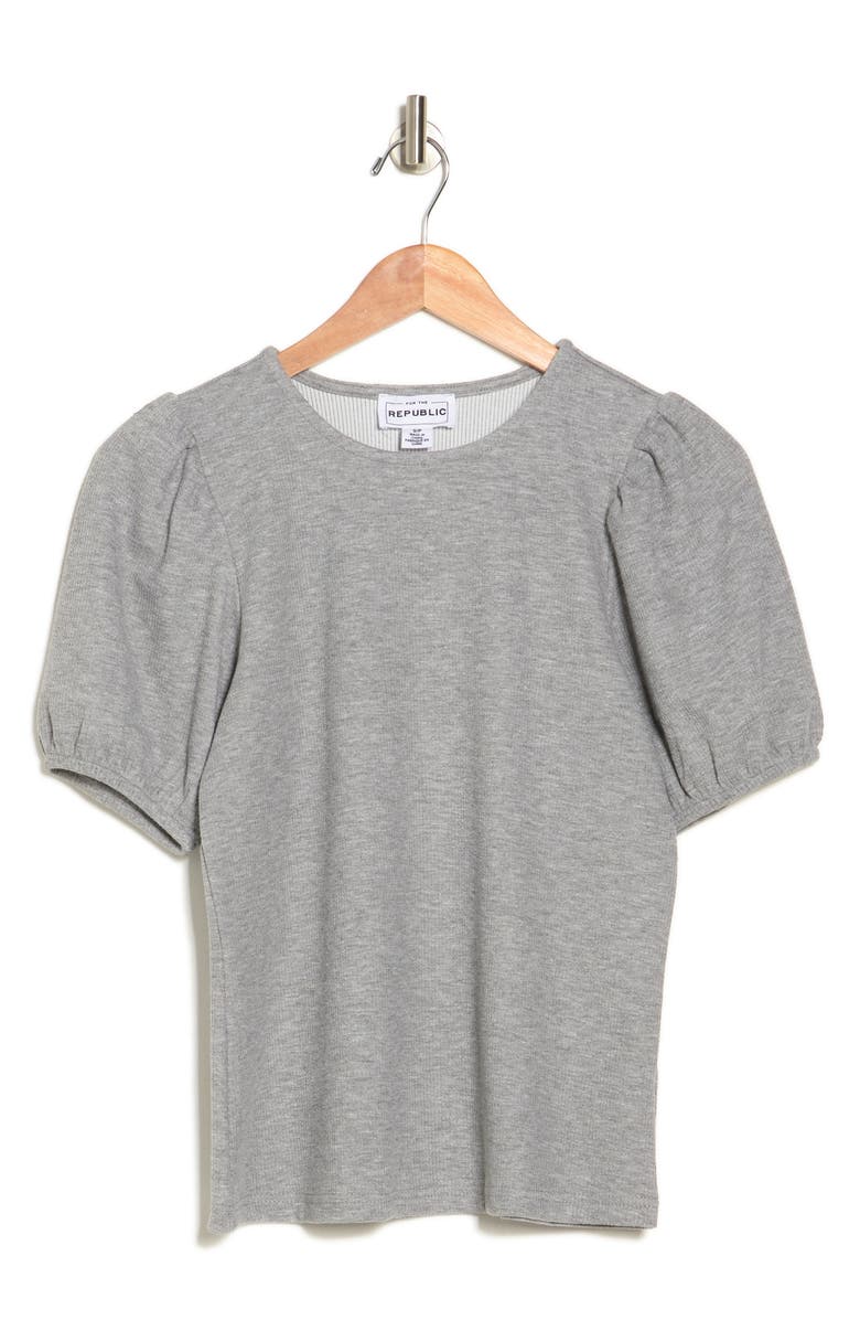 FOR THE REPUBLIC Short Puff Sleeve Rib Knit Top, Alternate, color, 