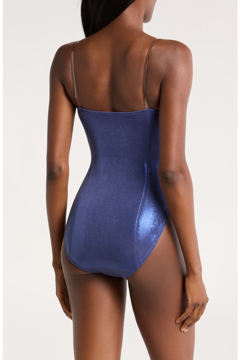 Corset One-Piece Swimsuit, Alternate, color, MILITARY BLUE