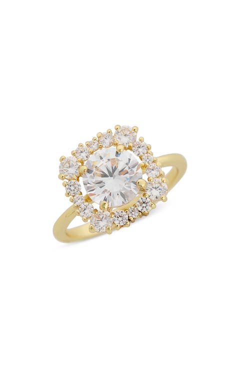 Floating Square CZ Halo Ring