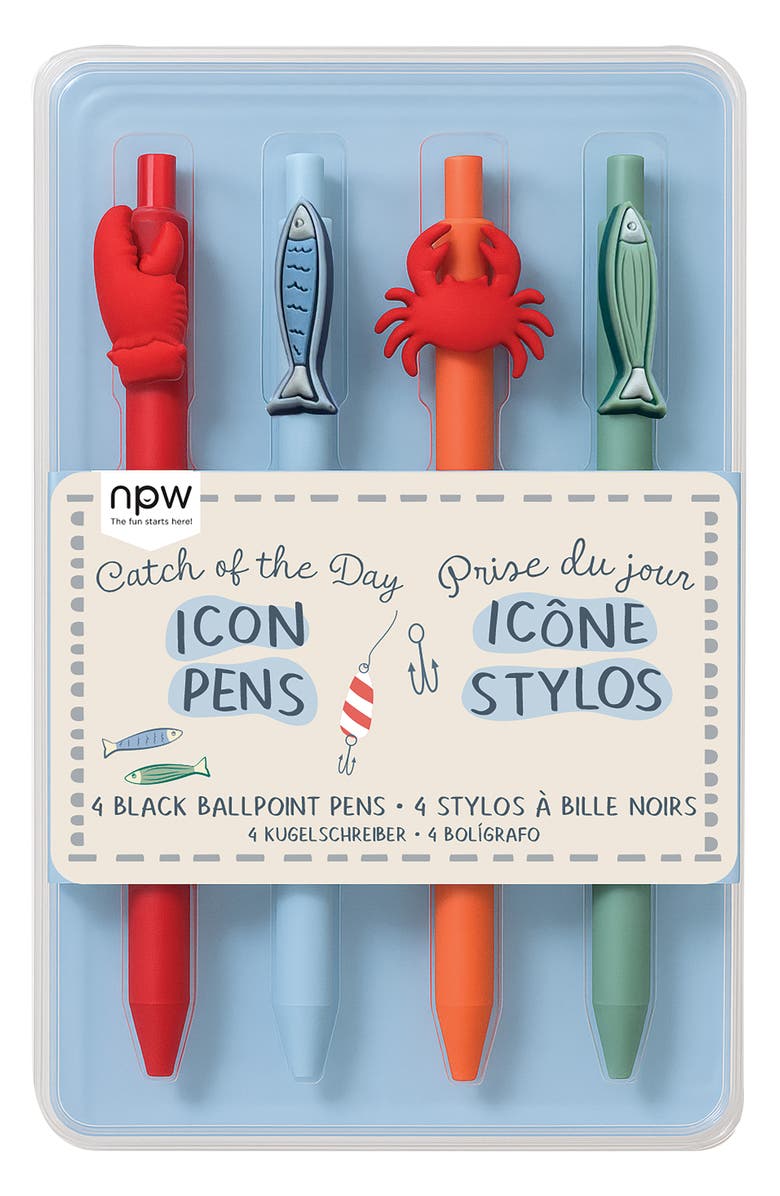 NPW Catch of the Day 4-Pack Ballpoint Pens, Main, color, Blue/ Green/ Red
