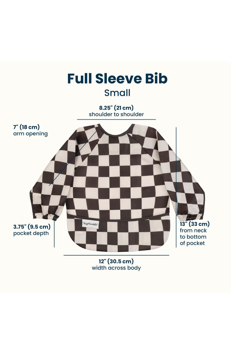 Tiny Twinkle Mess-Proof/Waterproof Long-Sleeve Baby Bib, Alternate, color, Checkers Black