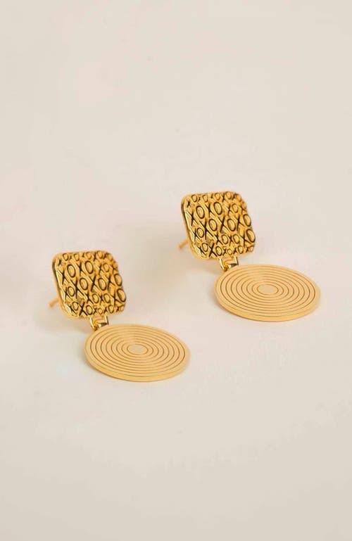 Gwen Beloti Xo Drop Disk Earrings In Gold