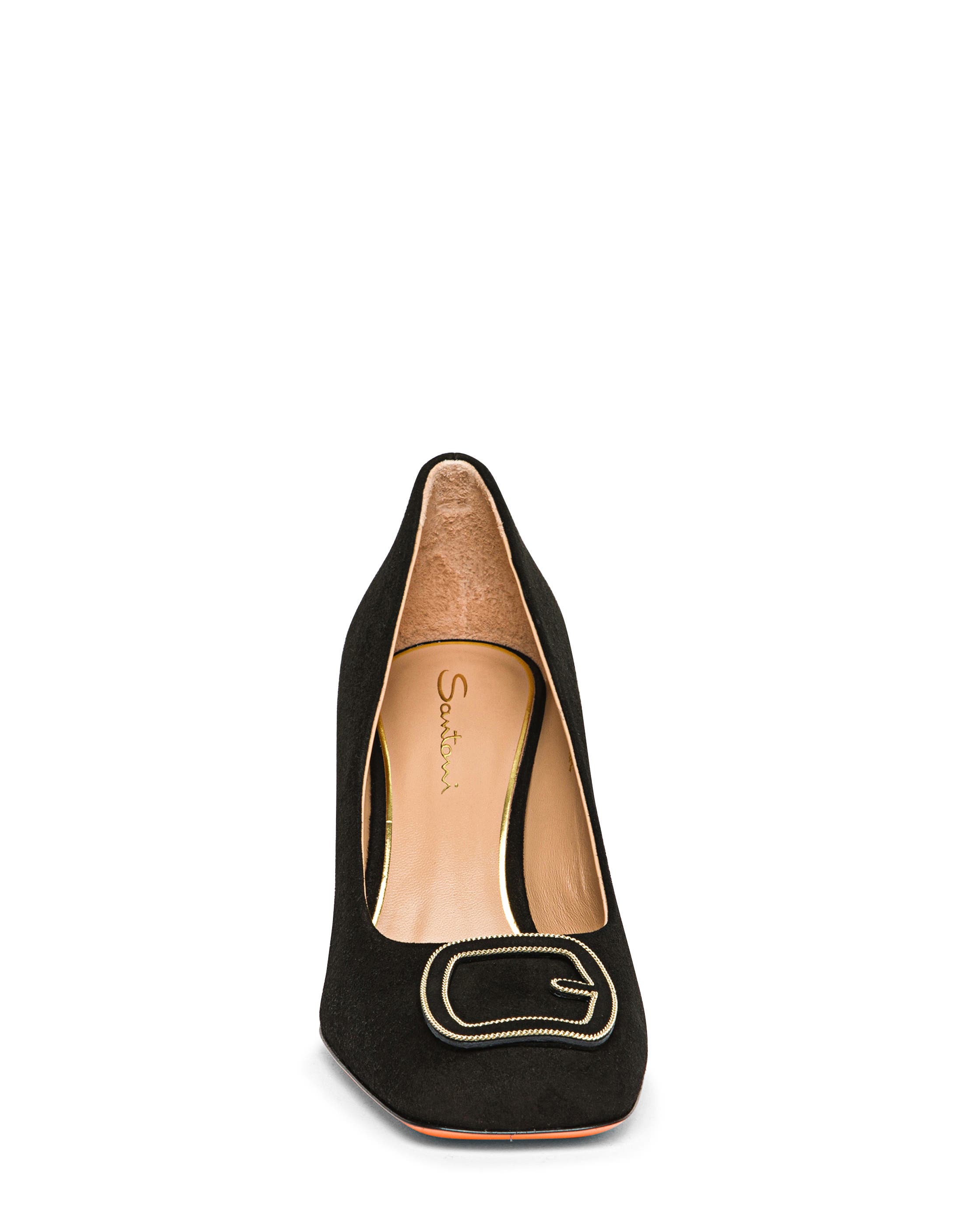 Santoni Suede High-Heel Pump, Alternate, color, Black