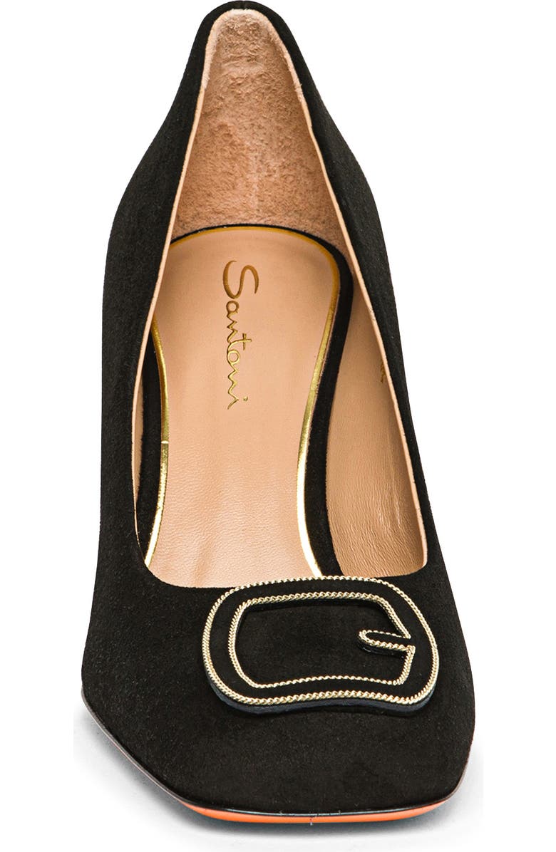 Santoni Suede High-Heel Pump, Alternate, color, Black