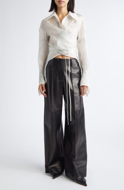 Grace Ling Stitches Convertible Silk Organza Wrap Shirt In White