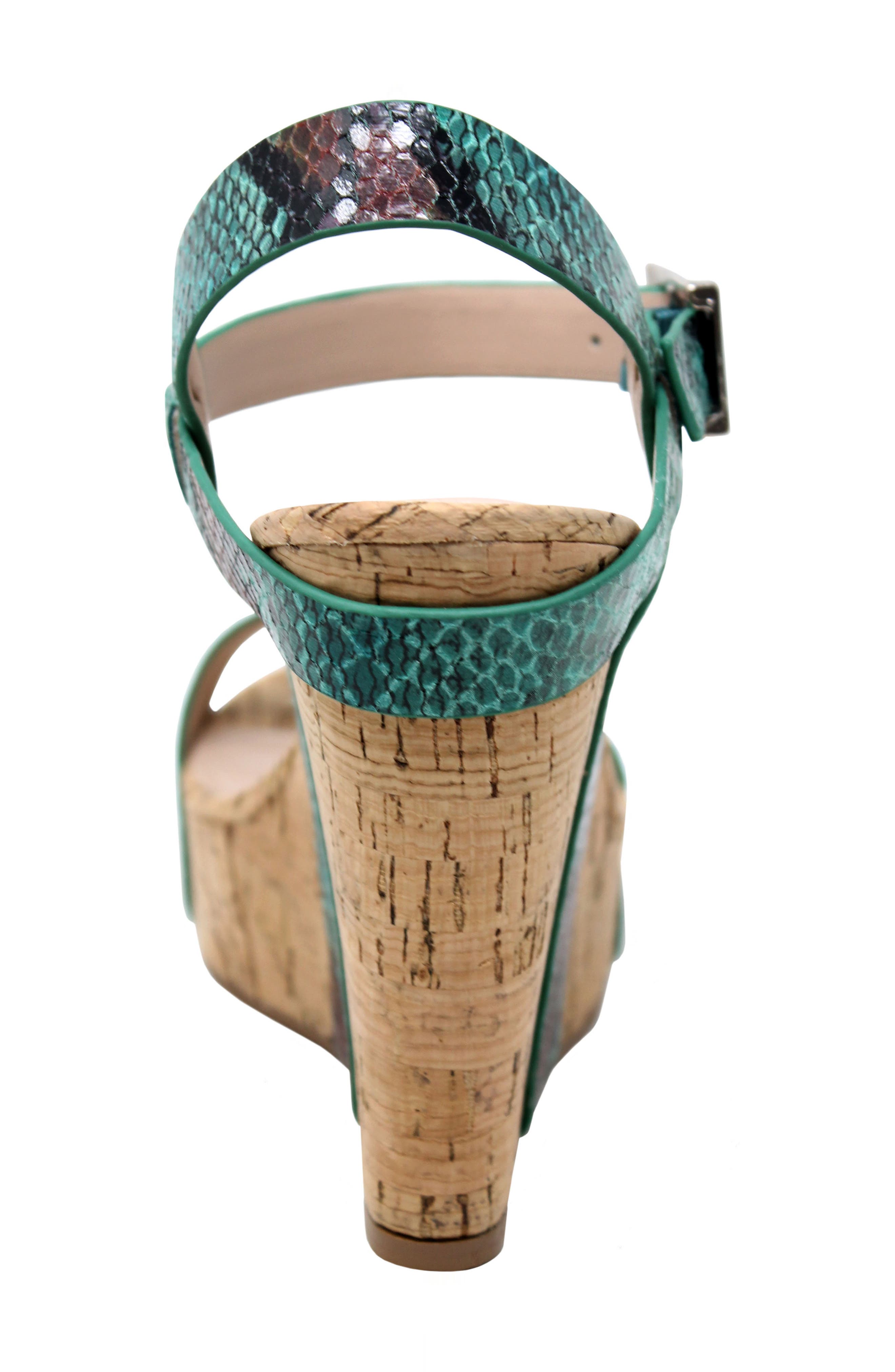 Army Wedge Sandal, Alternate, color, TURQUOISE/ BROWN FAUX LEATHER