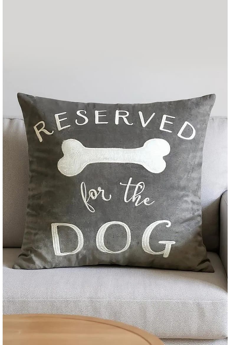 Reserved for the Dog Square Accent Pillow, Alternate, color, CHARCOAL