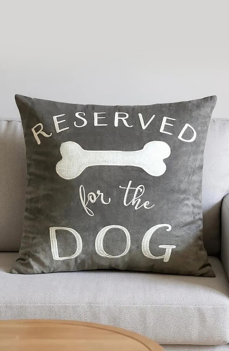 STUDIOCHIC Reserved for the Dog Square Accent Pillow, Alternate, color, Charcoal