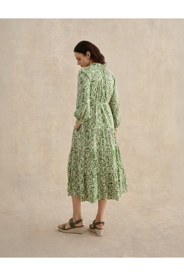 Amaris Printed Shirred Waist Dress, Alternate, color, Green Cream