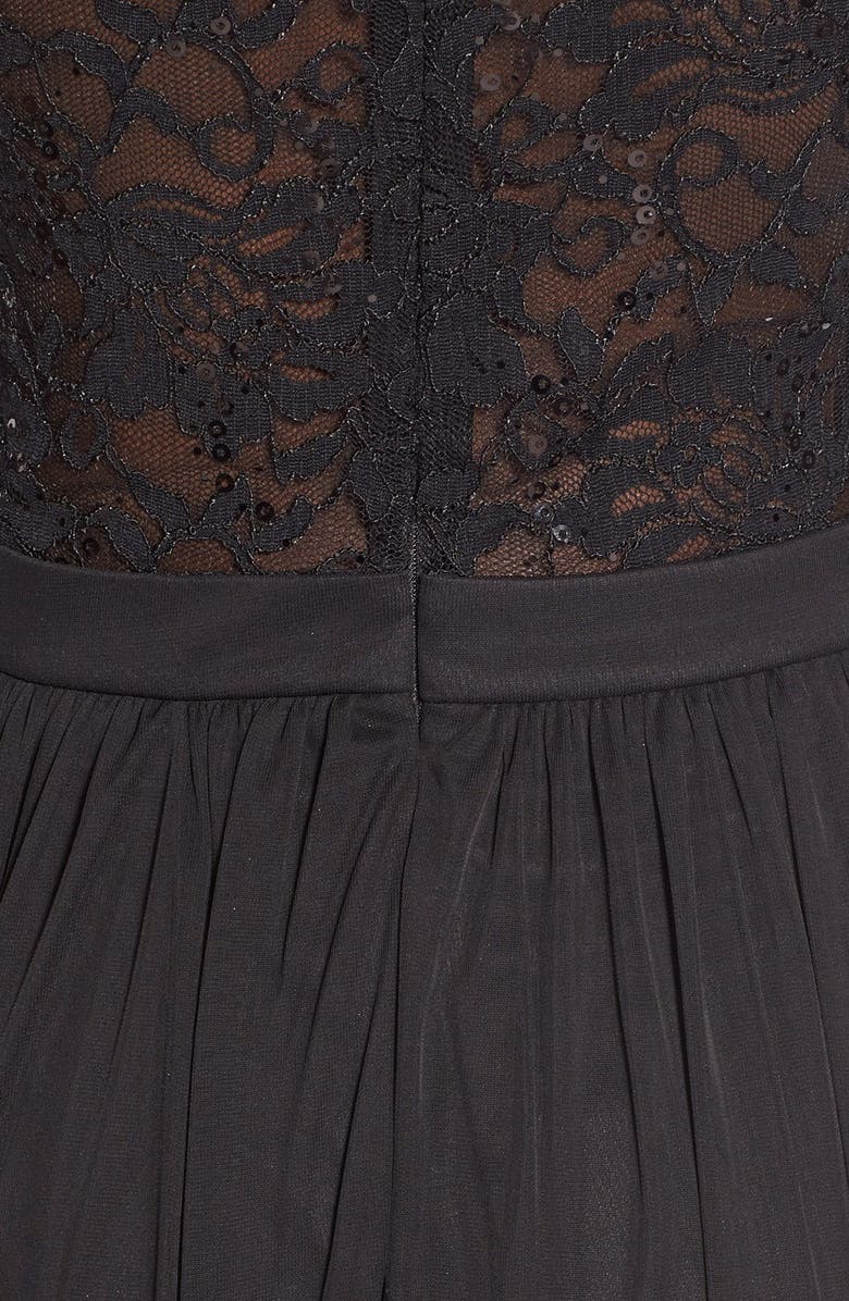 Morgan & Co. Lace Halter Chiffon Maxi Dress, Alternate, color, 