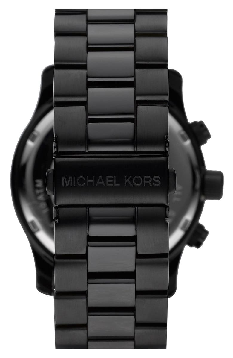 Michael Kors 'Large Runway' Blacked Out Chronograph Watch, 45mm, Alternate, color,