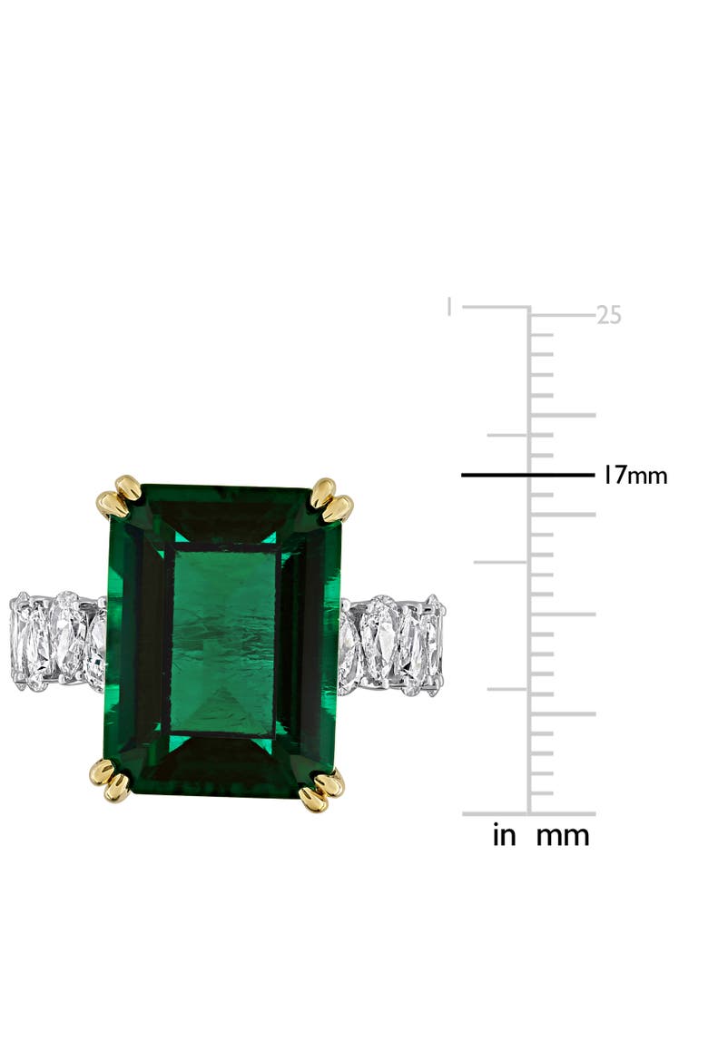Lab-Created Emerald & Diamond Cocktail Ring 18k, Alternate, color, Emerald