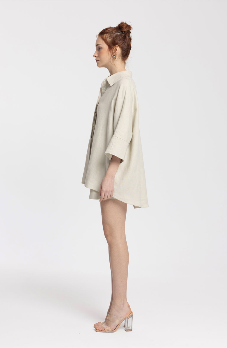 Monlicia Iyan 100% Linen Oversize Shirt, Alternate, color, Beige