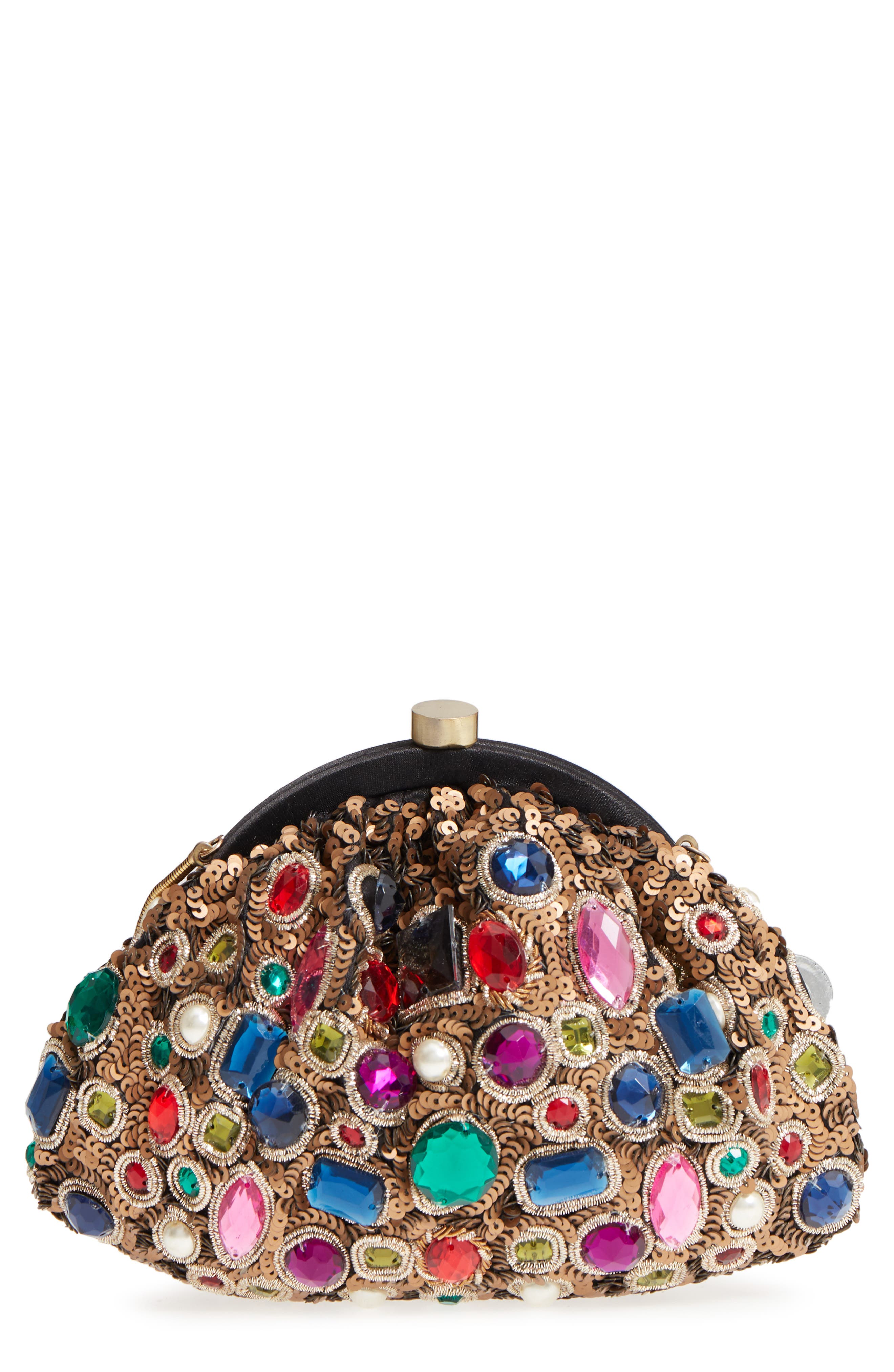 Steve Madden Jewel Frame Pouch, Main, color, 