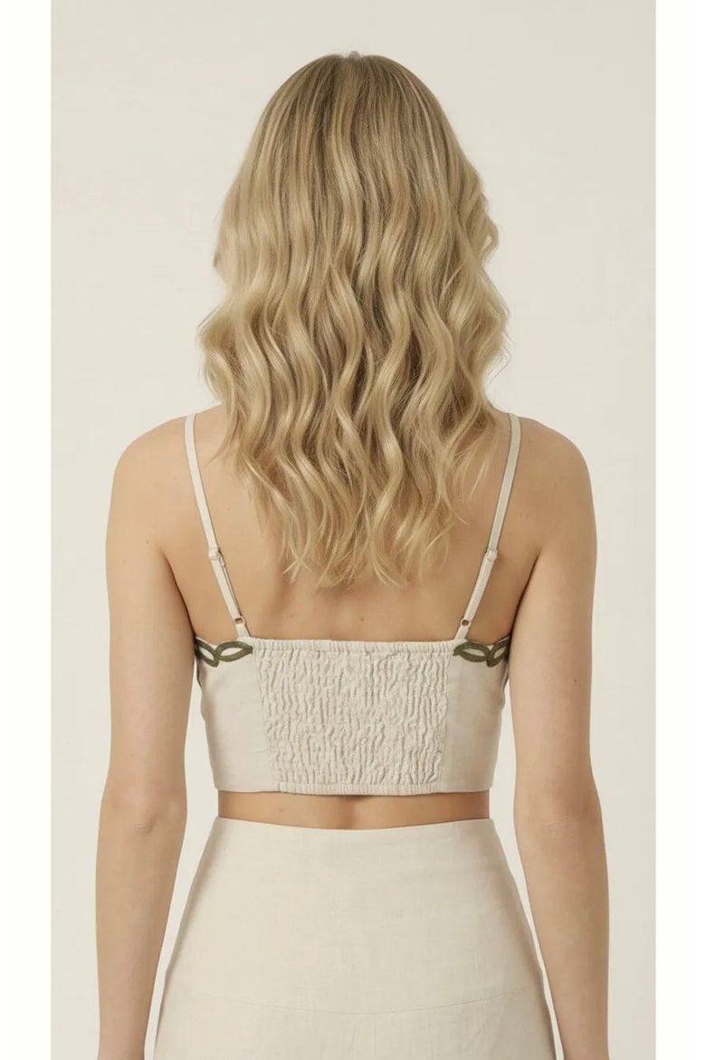 Embroidered Crop Top and Pleated Midi Skirt Set, Alternate, color, Ivory / Olive Embroidery