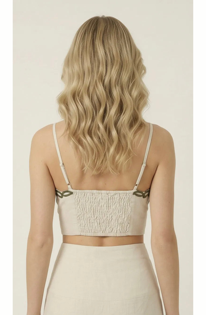 Modenaire Embroidered Crop Top and Pleated Midi Skirt Set, Alternate, color, Ivory / Olive Embroidery