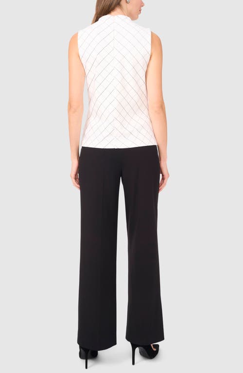 Halogenr Halogen(r) Print Mock Neck Sleeveless Ponte Top In New Ivory