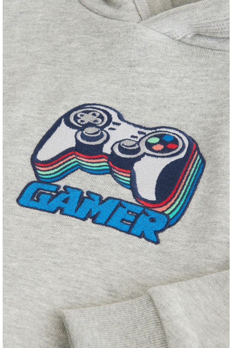 Kids' Level Up Gamer Embroidered Cotton Blend Hoodie, Alternate, color, GREY