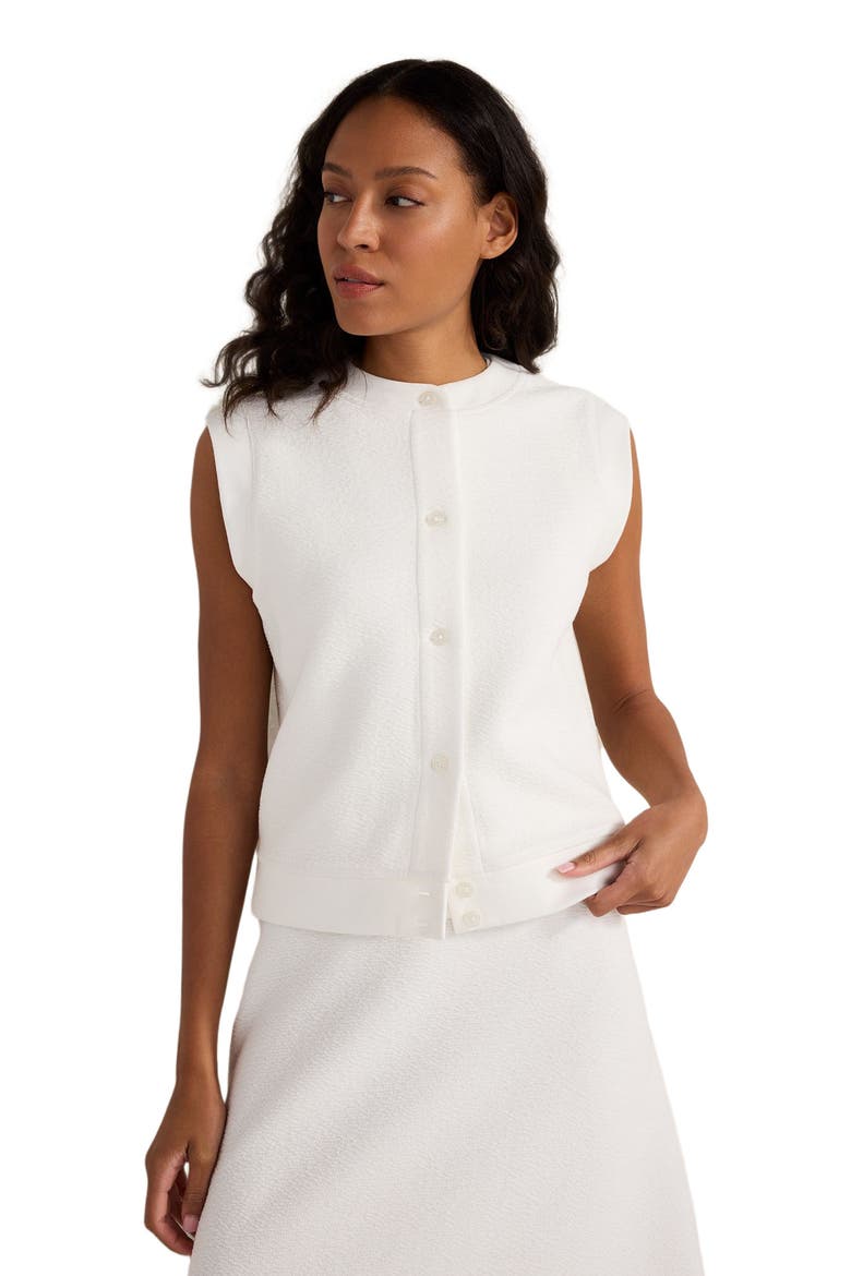 Cotton Blend Textured Short Sleeve Jacket, Main, color, Ivory