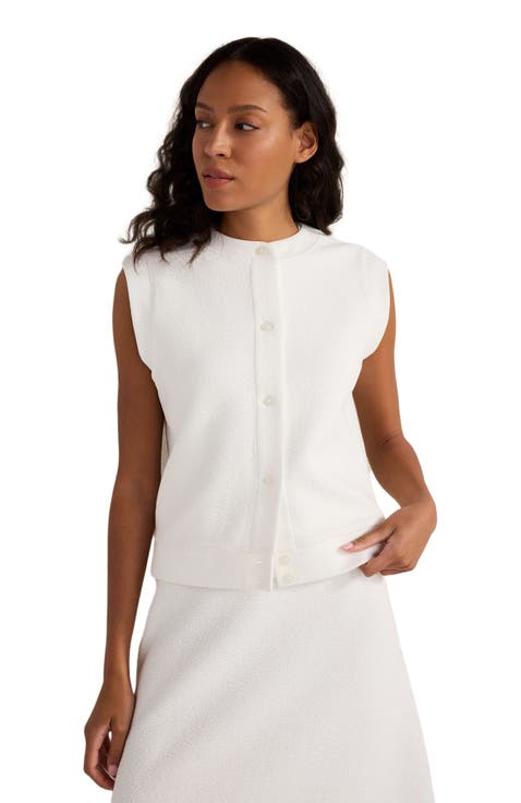 Cotton Blend Textured Short Sleeve Jacket