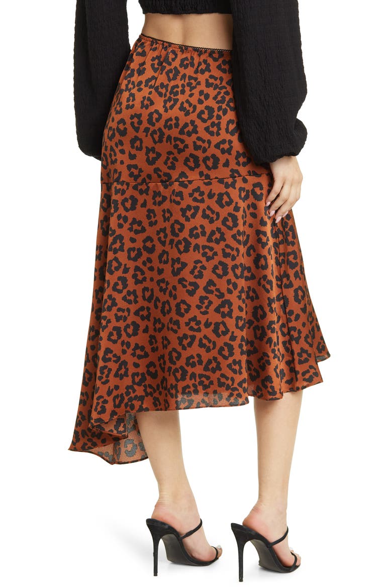 Leopard Print Asymmetrical Skirt, Alternate, color, BROWN ANIMAL