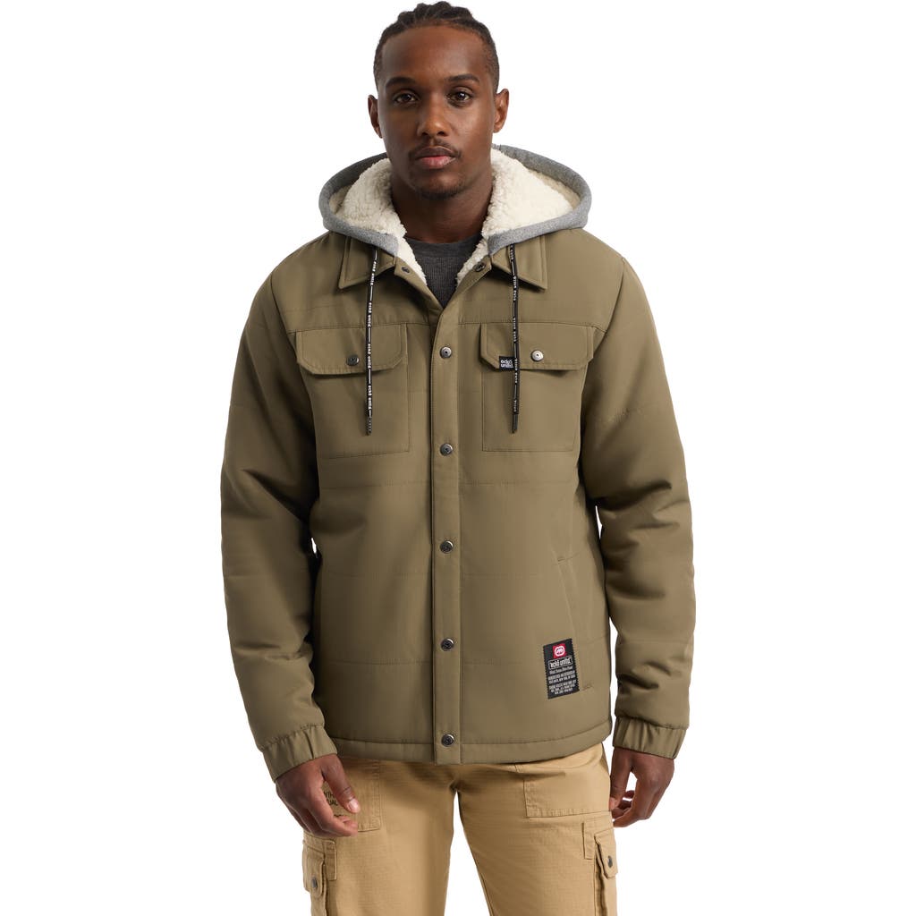 Ecko Unltd Quietly Standing Out Faux Shearling Lined Jacket In Olive