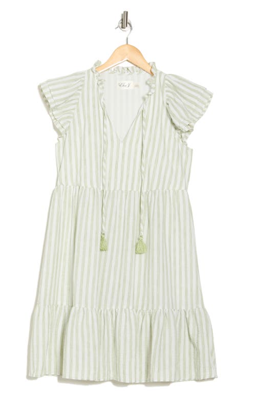 ELIZA J ELIZA J STRIPE FLUTTER CAP SLEEVE BABYDOLL DRESS