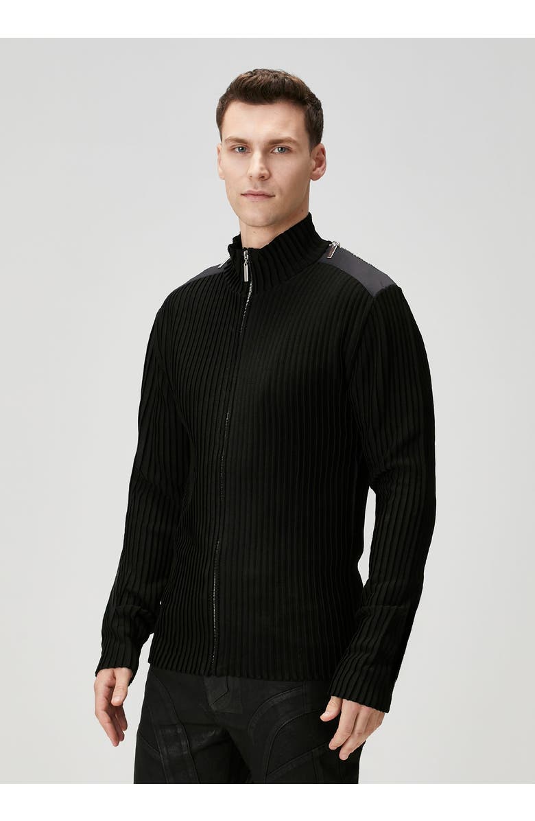 PCFG Knit Cardigan With Zip Detail, Alternate, color, Black