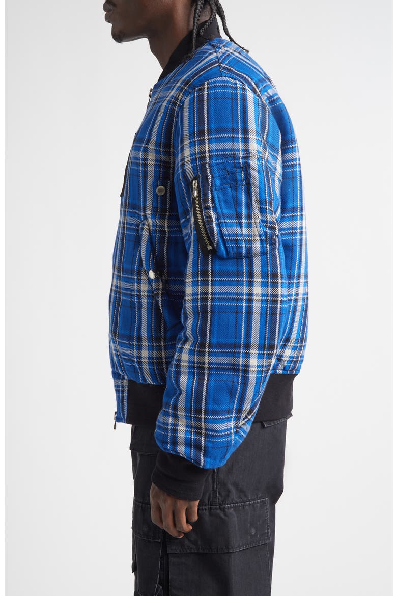 x Rafu Flannel Flight Jacket, Alternate, color, BLUE X BLACK
