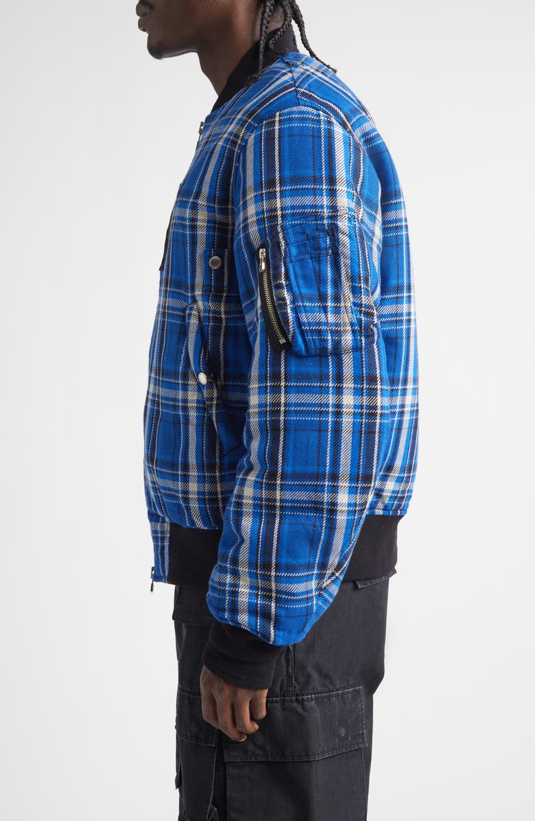 TAKAHIROMIYASHITA TheSoloist. x Rafu Flannel Flight Jacket, Alternate, color, Blue X Black