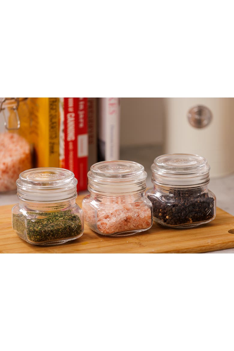 Square Push Top Storage Jars, Set of 3, 8.5 ounce, Alternate, color, Clear