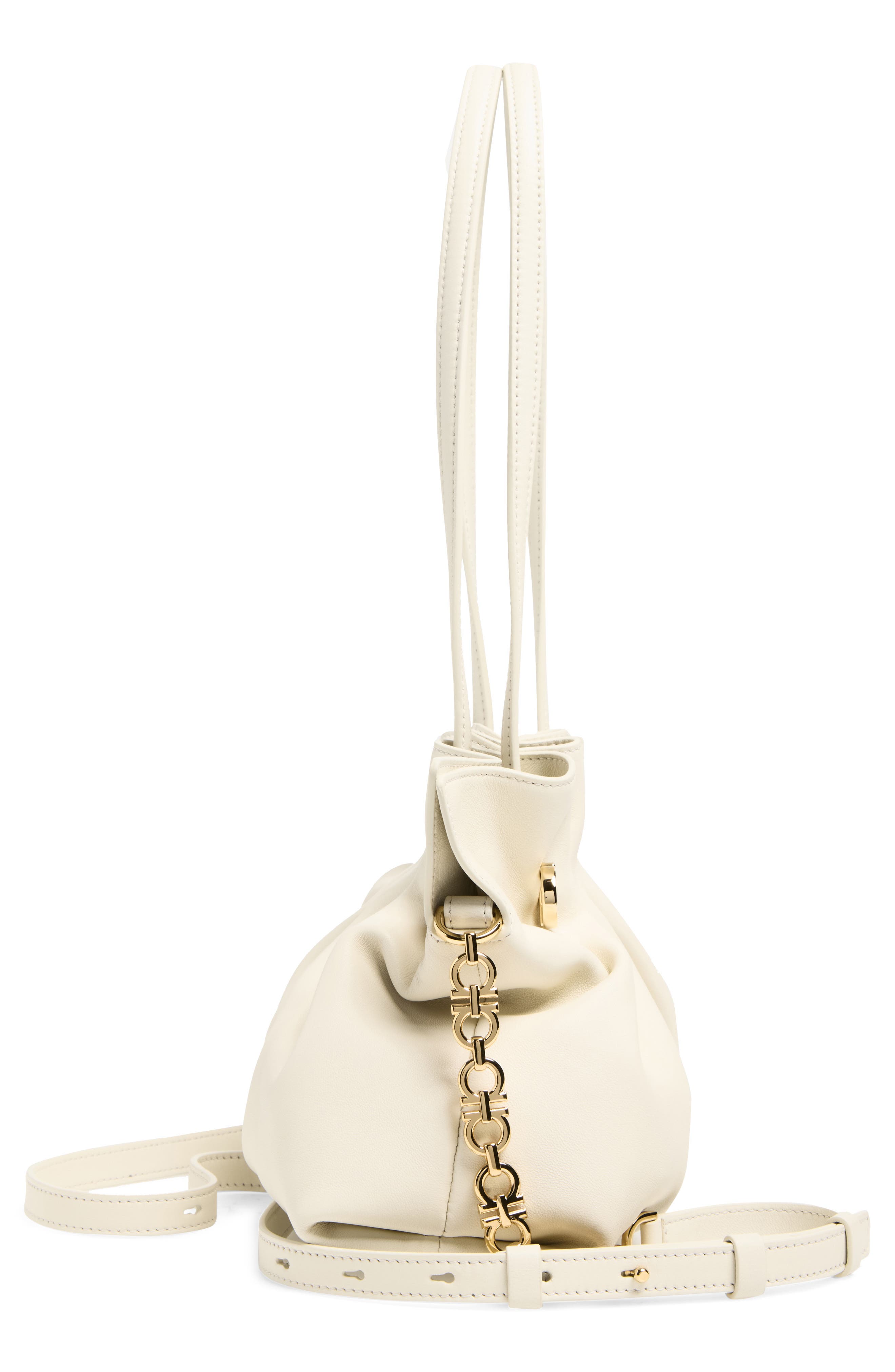 Small Gancio Piercing Soft Leather Shoulder Bag, Alternate, color, MASCARPONE