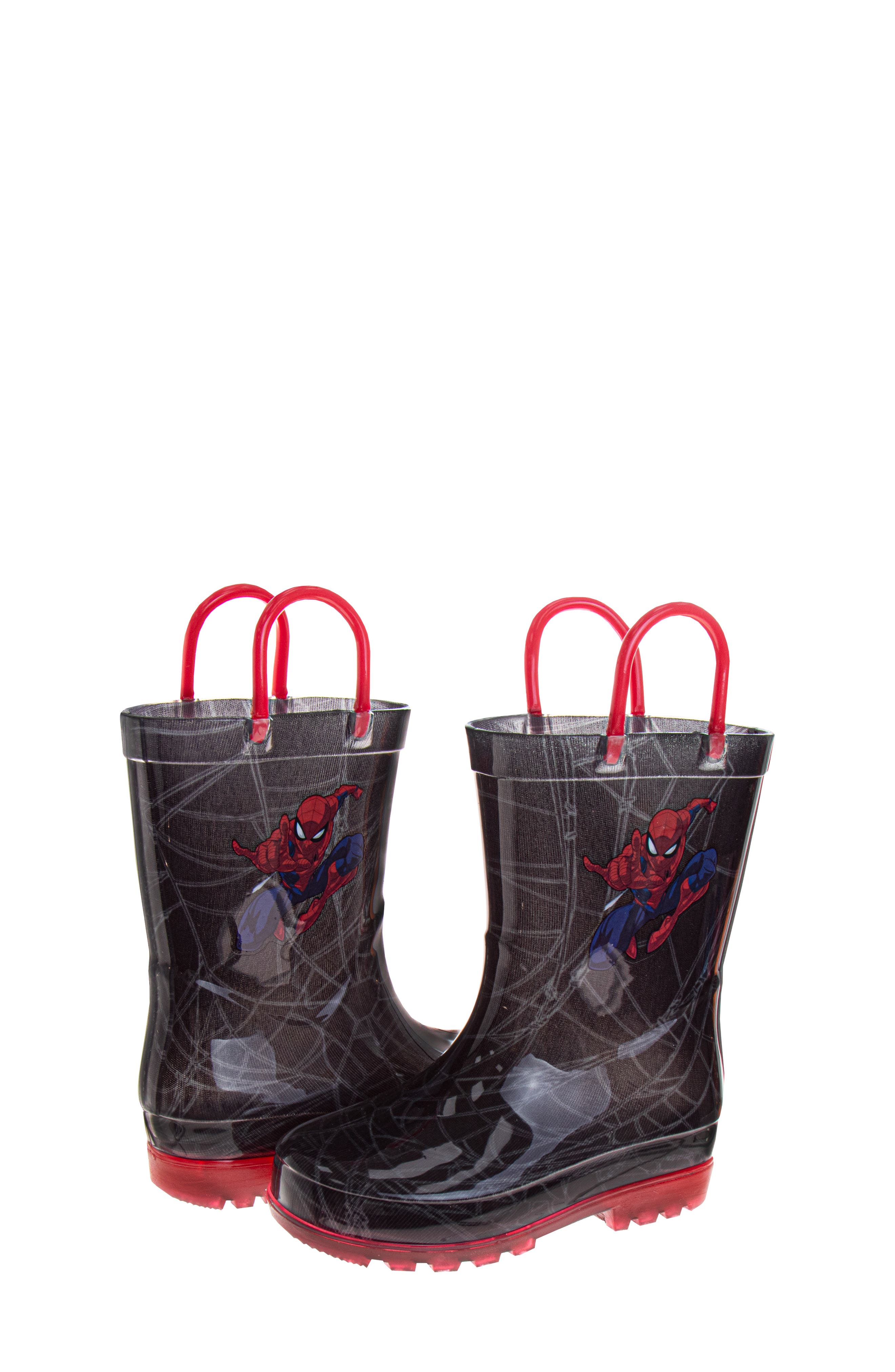 JOSMO Kids
 Spider-Man Rain Boot, Alternate, color, Black/ Red