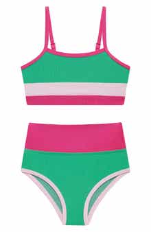 Beach Riot Kids' Colorblock Rib Two-Piece Swimsuit