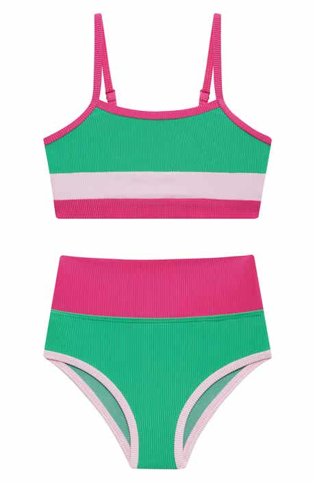 Beach Riot Kids' Colorblock Rib Two-Piece Swimsuit