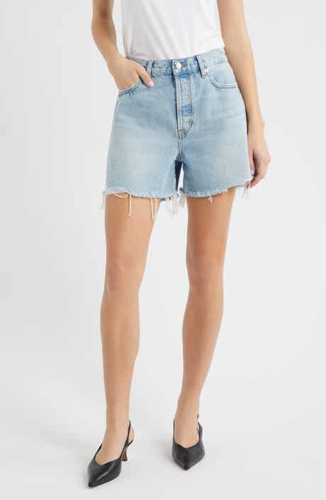 The Everyday Fray Hem High Waist Denim Shorts