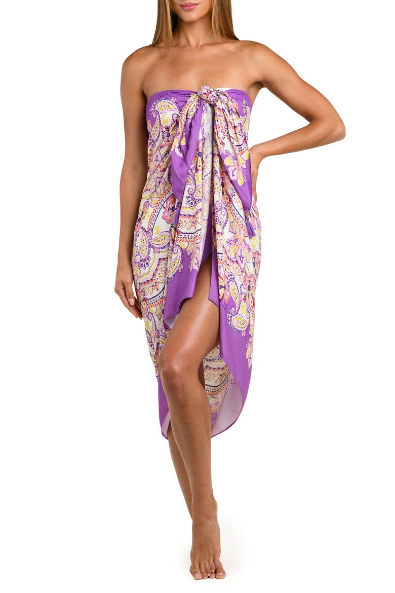 Lilac Cascade Cover-Up Pareo, Alternate, color, PURPLE MULTI