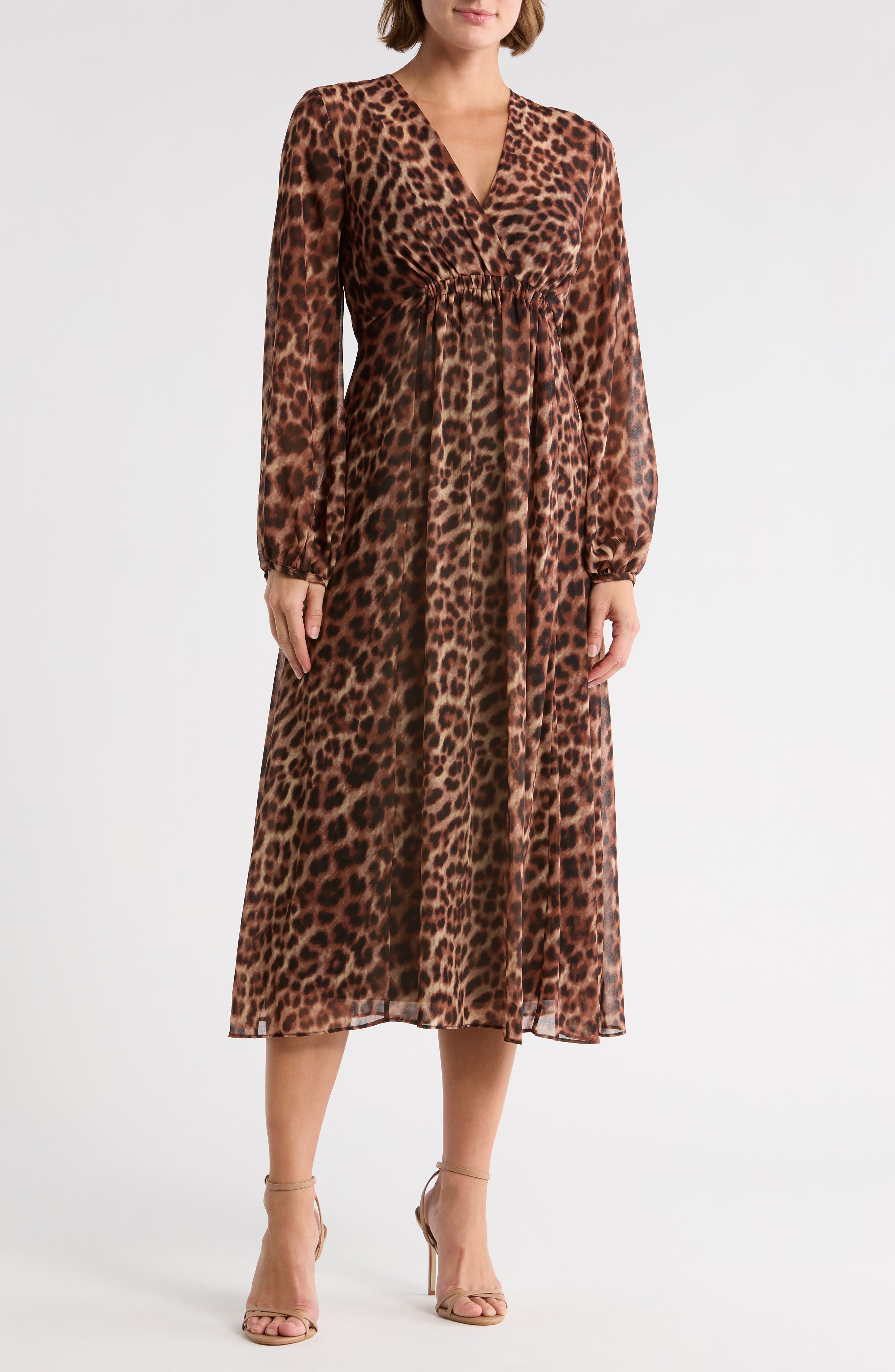 DKNY Long Sleeve Empire Waist Maxi Dress