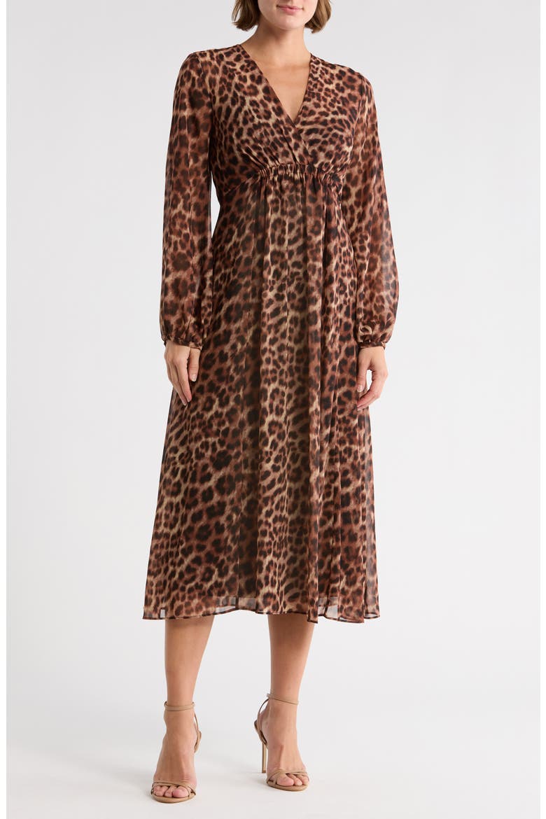 Long Sleeve Empire Waist Maxi Dress, Main, color, TRAVERTINE MULTI
