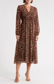 DKNY Long Sleeve Empire Waist Maxi Dress