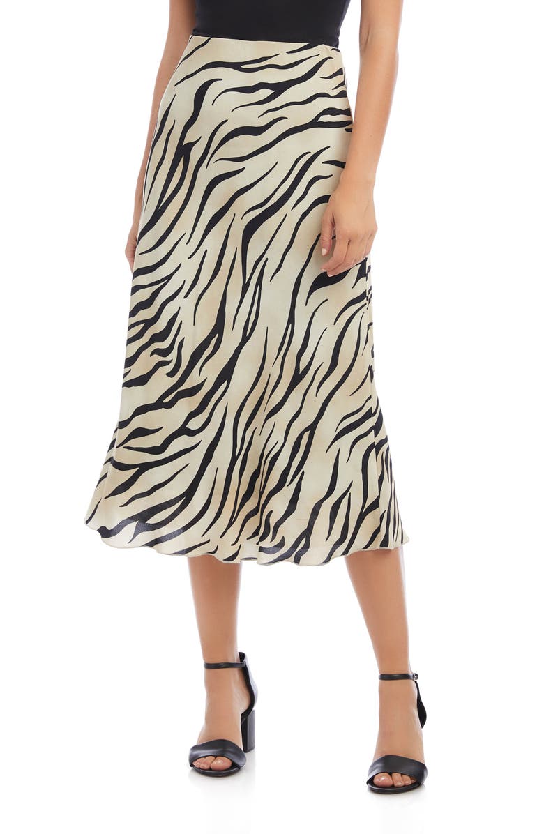 Karen Kane Zebra Print Bias Cut Skirt, Main, color,