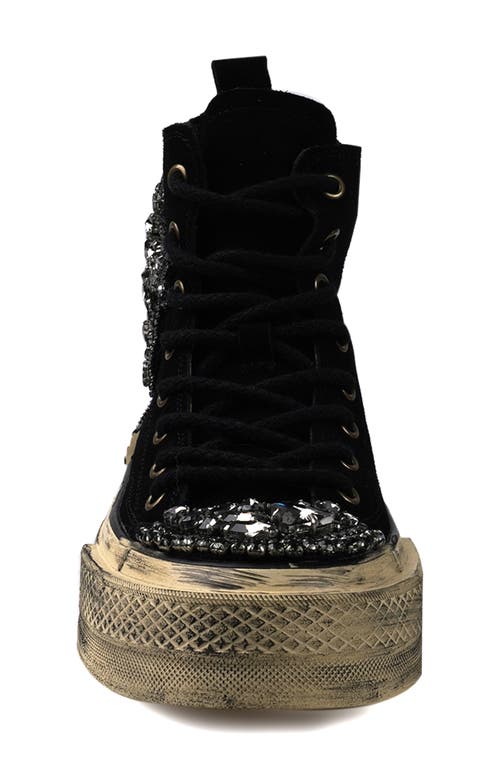 Zigi Hattie Star Appliqué High Top Platform Sneaker In Black Suede