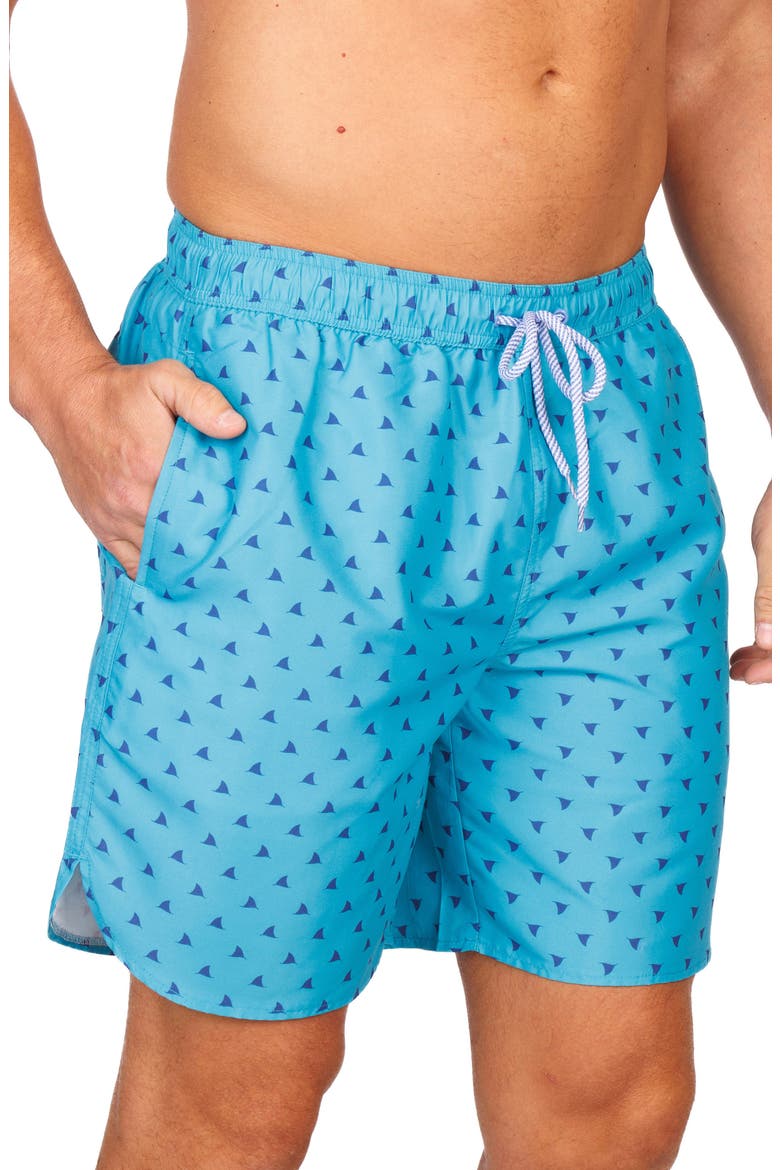 Shark Fins Swim Trunks, Alternate, color, TEAL