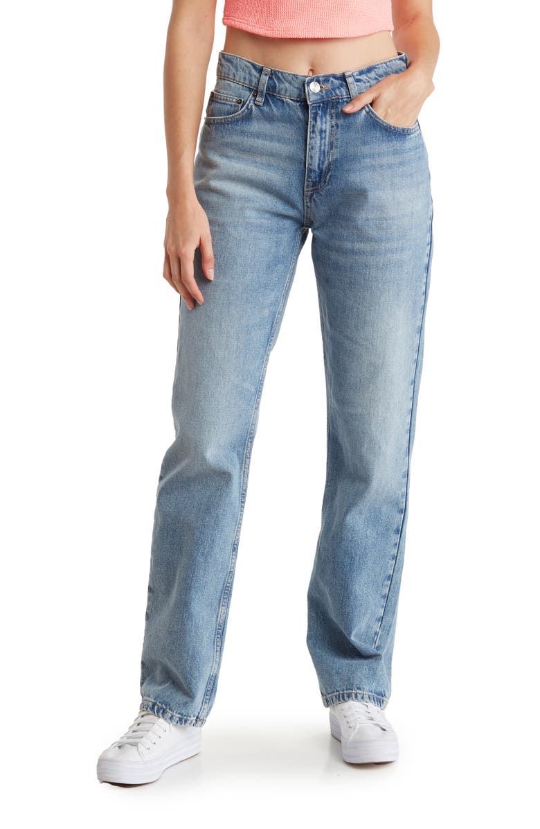 ASOS DESIGN High Rise Flare Cut Jeans, Main, color, 