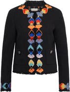 Maison Common Casual Tweed Jacket With Macrame Trim