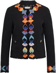 Maison Common Casual Tweed Jacket With Macrame Trim
